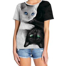 Load image into Gallery viewer, Funny 3D Cat Lady T-shirt Women&#39;s Short Sleeve Top Harajuku Tees Top Plus Size Animal T-shirt T Shirt Women Free Shipping