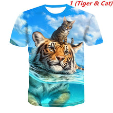 Load image into Gallery viewer, Funny 3D Cat Lady T-shirt Women&#39;s Short Sleeve Top Harajuku Tees Top Plus Size Animal T-shirt T Shirt Women Free Shipping