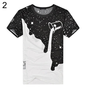 Men's Summer Milk Poured Pattern Printed Short Sleeve Round Neck T-shirt Fashion Shirts