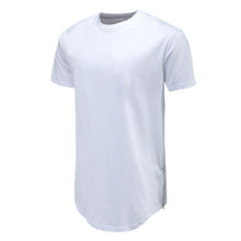 Load image into Gallery viewer, Men Casual T-Shirt Curve Hem Side With Zipper Short Sleeve Streetwear Men Long line Hip Pop Style Tops Fashion Men Extend Swag T