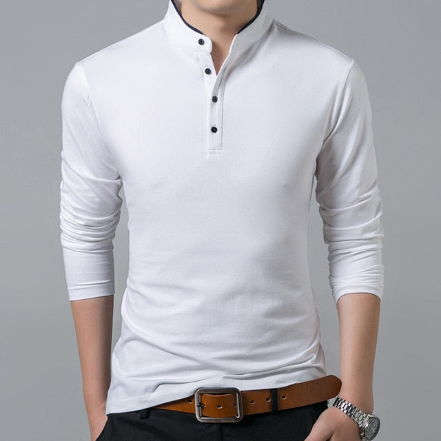 chinese collar t shirts full sleeves