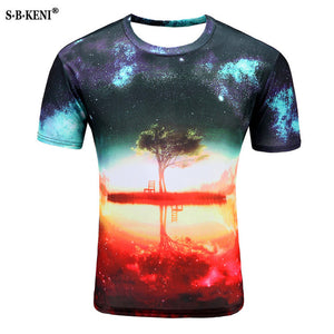 2018 More New Galaxy space printed T shirt men summer creative men of new 3D Short sleeve tee t shirt female psychedelic clothes