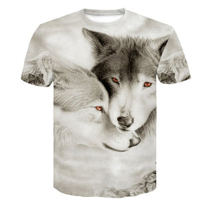 2018 Newest Wolf 3D Print Animal Cool Funny T-Shirt Men Short Sleeve Summer Tops T Shirt Tshirt Male Fashion T-shirt male4XL