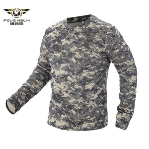 2018 New Tactical Military Camouflage T Shirt Men Breathable Quick Dry US Army Combat Full Sleeve Outwear T-shirt for Men S-3XL