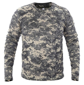 2018 New Tactical Military Camouflage T Shirt Men Breathable Quick Dry US Army Combat Full Sleeve Outwear T-shirt for Men S-3XL