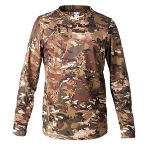 2018 New Tactical Military Camouflage T Shirt Men Breathable Quick Dry US Army Combat Full Sleeve Outwear T-shirt for Men S-3XL