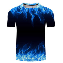 Load image into Gallery viewer, Blue Flaming tshirt Men Women t shirt 3d t-shirt Black Tee Casual Top Anime Camiseta Streatwear Short Sleeve Tshirt Asian size