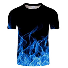 Load image into Gallery viewer, Blue Flaming tshirt Men Women t shirt 3d t-shirt Black Tee Casual Top Anime Camiseta Streatwear Short Sleeve Tshirt Asian size