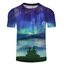 Load image into Gallery viewer, Blue Flaming tshirt Men Women t shirt 3d t-shirt Black Tee Casual Top Anime Camiseta Streatwear Short Sleeve Tshirt Asian size