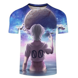 Blue Flaming tshirt Men Women t shirt 3d t-shirt Black Tee Casual Top Anime Camiseta Streatwear Short Sleeve Tshirt Asian size