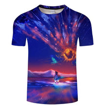 Load image into Gallery viewer, Blue Flaming tshirt Men Women t shirt 3d t-shirt Black Tee Casual Top Anime Camiseta Streatwear Short Sleeve Tshirt Asian size