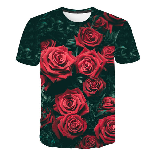 2019 New Spring Beautiful Flowers Print Casual T-shirt Men/Women Summer Tees Quick Dry 3D Print Tshirts Tops Fashion Tops