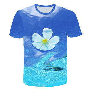 2019 New Spring Beautiful Flowers Print Casual T-shirt Men/Women Summer Tees Quick Dry 3D Print Tshirts Tops Fashion Tops