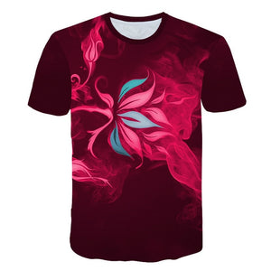 2019 New Spring Beautiful Flowers Print Casual T-shirt Men/Women Summer Tees Quick Dry 3D Print Tshirts Tops Fashion Tops