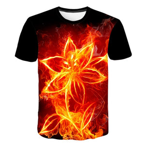 2019 New Spring Beautiful Flowers Print Casual T-shirt Men/Women Summer Tees Quick Dry 3D Print Tshirts Tops Fashion Tops
