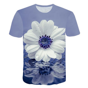 2019 New Spring Beautiful Flowers Print Casual T-shirt Men/Women Summer Tees Quick Dry 3D Print Tshirts Tops Fashion Tops