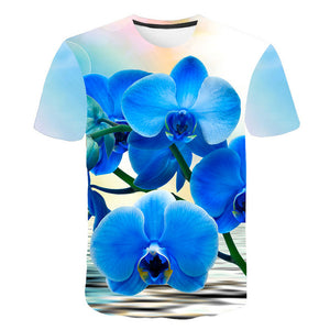 2019 New Spring Beautiful Flowers Print Casual T-shirt Men/Women Summer Tees Quick Dry 3D Print Tshirts Tops Fashion Tops