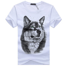 Load image into Gallery viewer, Men&#39;s clothing T-Shirt White T shirt Casual Cotton Wolf Printed Cartoon Short Sleeve Tee Shirt Men Brand Tee shirt 5XL