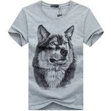 Load image into Gallery viewer, Men&#39;s clothing T-Shirt White T shirt Casual Cotton Wolf Printed Cartoon Short Sleeve Tee Shirt Men Brand Tee shirt 5XL