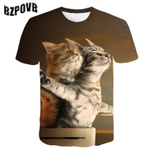 Load image into Gallery viewer, 2019 New Cool T-shirt Men/Women 3d Tshirt Print two cat Short Sleeve Summer Tops Tees funny T shirt Male XXS-6XL