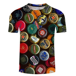 2019 new 3D t shirt men's beer/burger/poker hip hop O collar short-sleeved men's/women's t-shirts Tshirt tops Streatwear Camiset