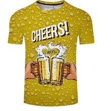 Load image into Gallery viewer, Aliexpress men&#39;s Quick dry net cloth large size man/wommen style  beer bubble digital print T-shirt men&#39;s wear sport undershirt