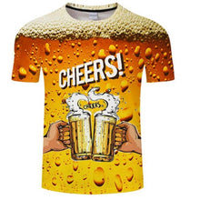 Load image into Gallery viewer, Aliexpress men&#39;s Quick dry net cloth large size man/wommen style  beer bubble digital print T-shirt men&#39;s wear sport undershirt