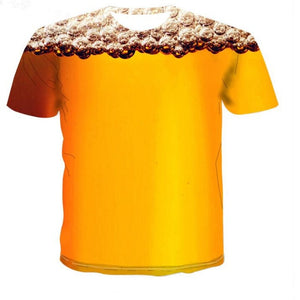 Aliexpress men's Quick dry net cloth large size man/wommen style  beer bubble digital print T-shirt men's wear sport undershirt