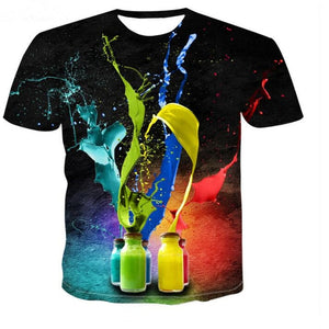 Aliexpress men's Quick dry net cloth large size man/wommen style  beer bubble digital print T-shirt men's wear sport undershirt