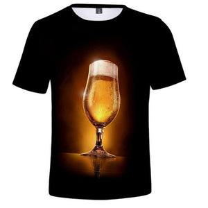 Aliexpress men's Quick dry net cloth large size man/wommen style  beer bubble digital print T-shirt men's wear sport undershirt