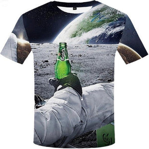 Aliexpress men's Quick dry net cloth large size man/wommen style  beer bubble digital print T-shirt men's wear sport undershirt